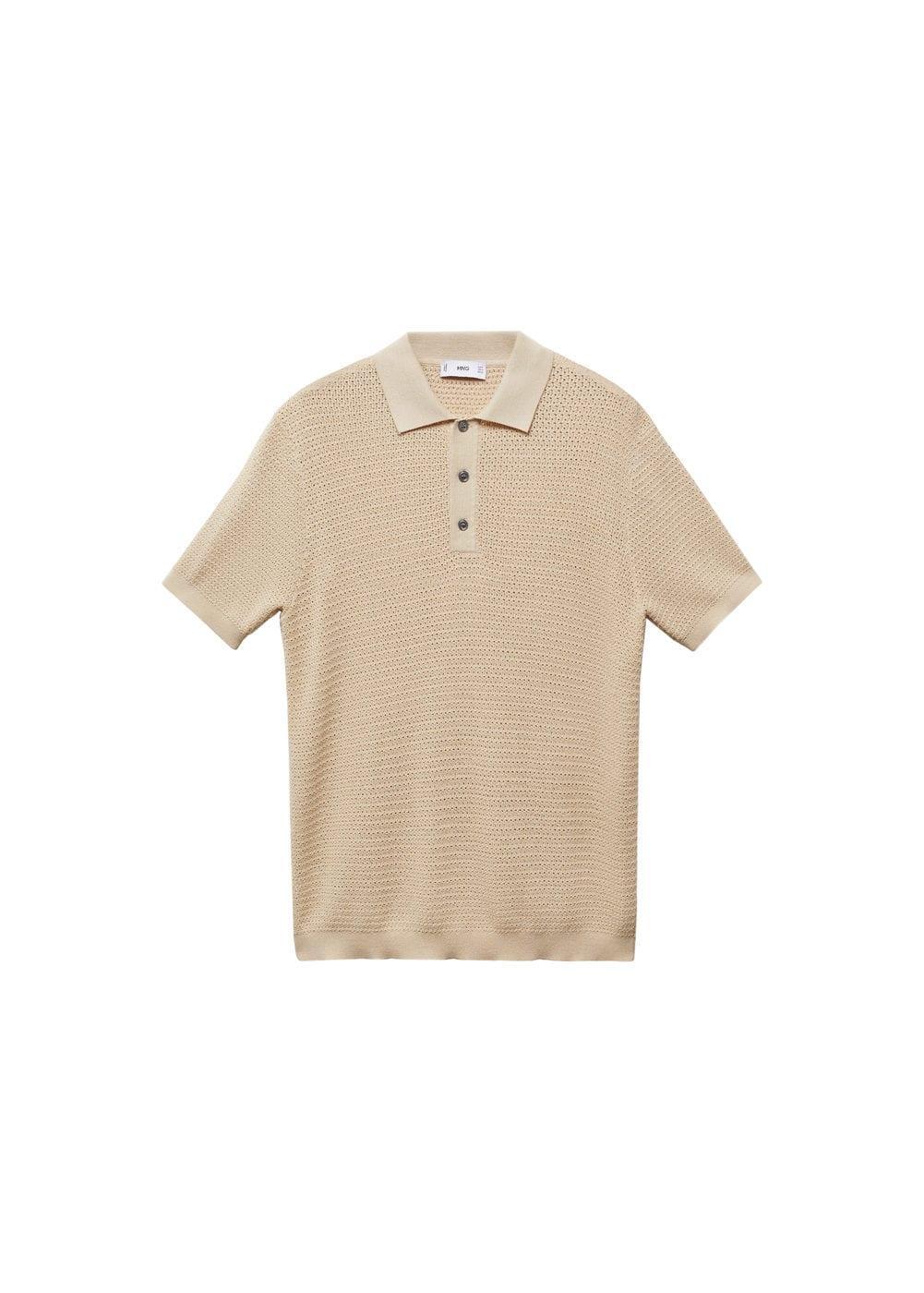 MANGO MAN - Openwork knit polo beigeMen Product Image