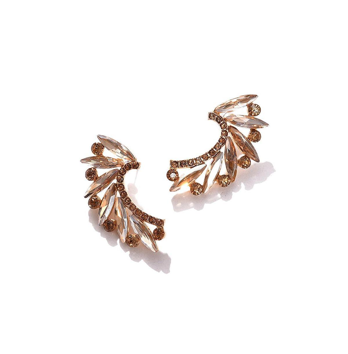 Sohi Womens Brown Embellished Cluster Drop Earrings Product Image