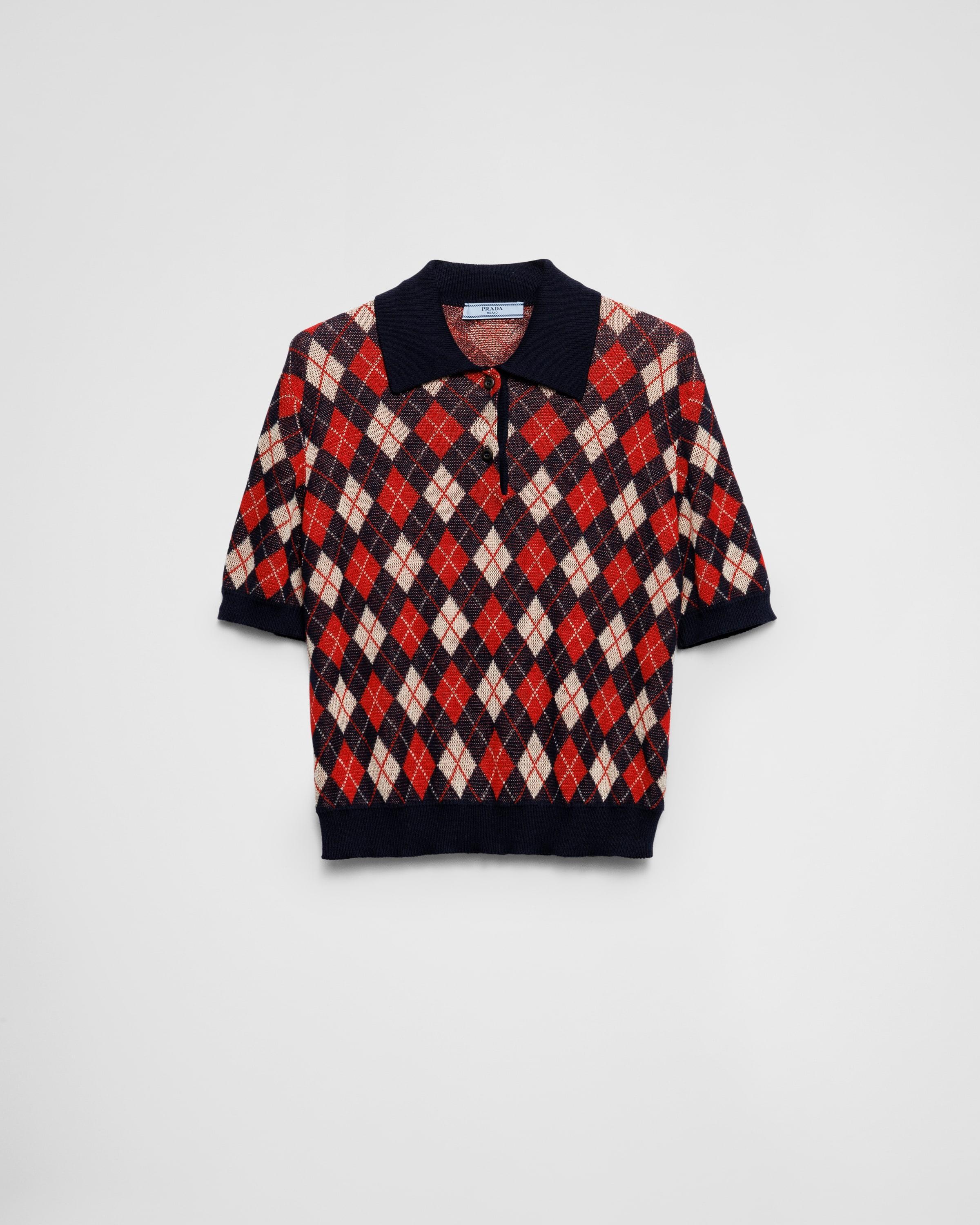 Argyle knit cotton polo shirt Product Image