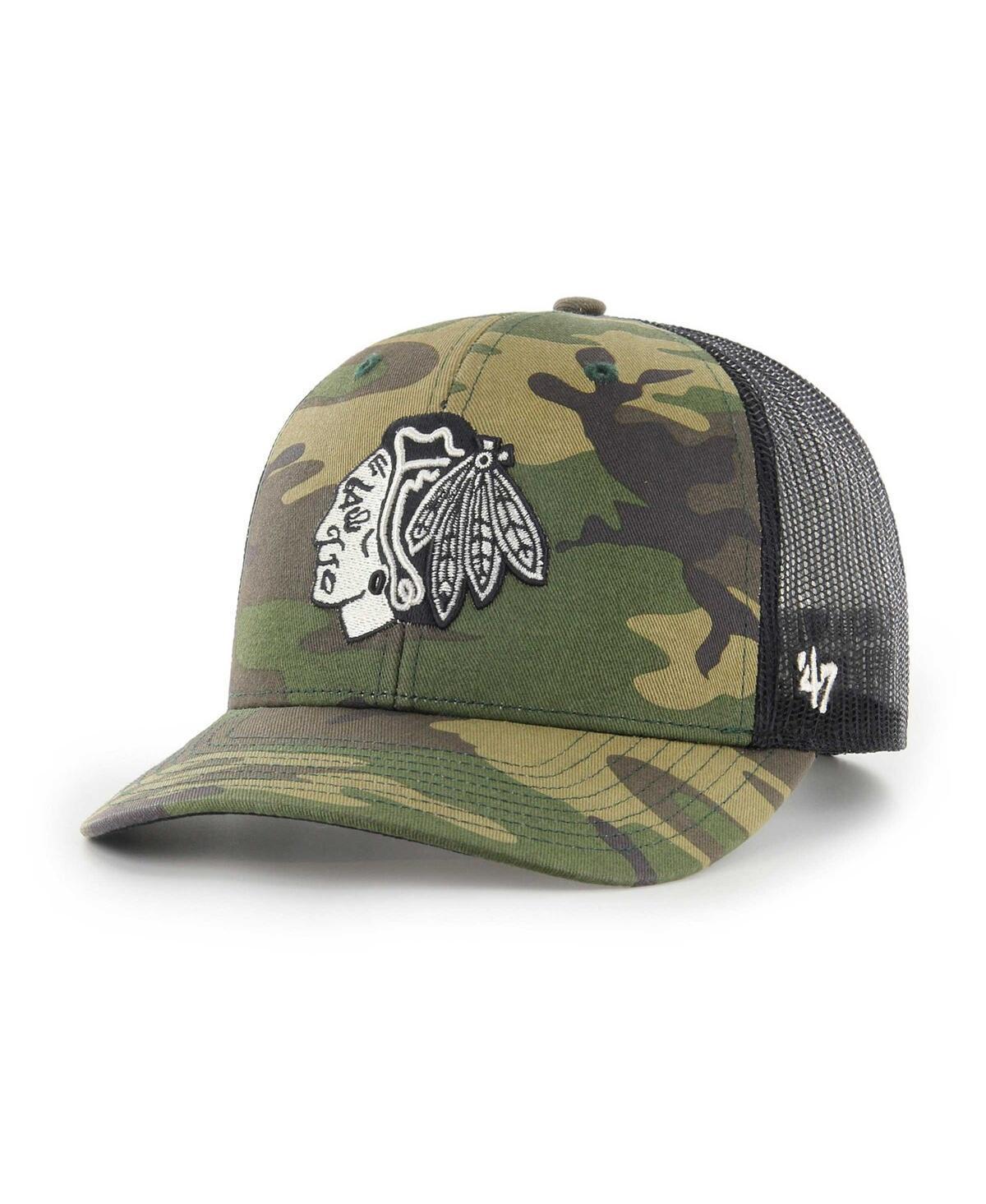 Mens 47 Camo/Black Chicago Blackhawks Trucker Snapback Hat Product Image