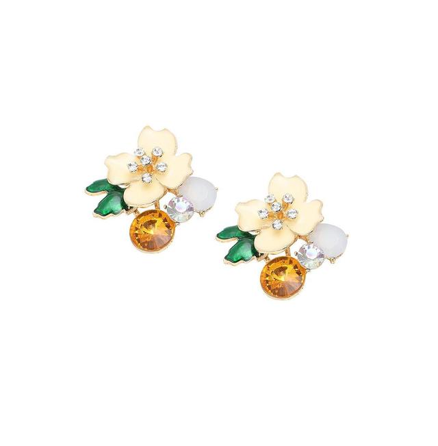 Sohi Womens Black Flower Garden Stud Earrings Product Image