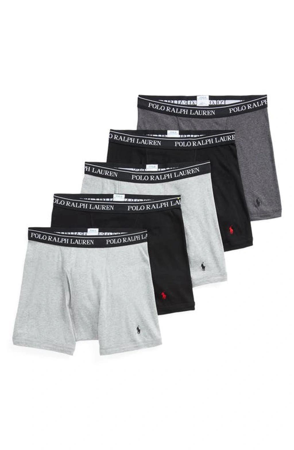 Men's 5-pack Classic Cotton Boxer Briefs In Black,grey Product Image