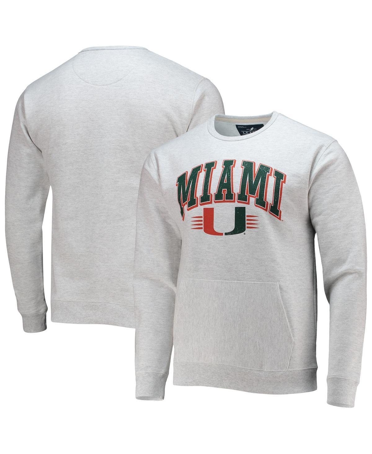 Mens League Collegiate Wear Heathered Gray Miami Hurricanes Upperclassman Pocket Pullover Sweatshirt Product Image