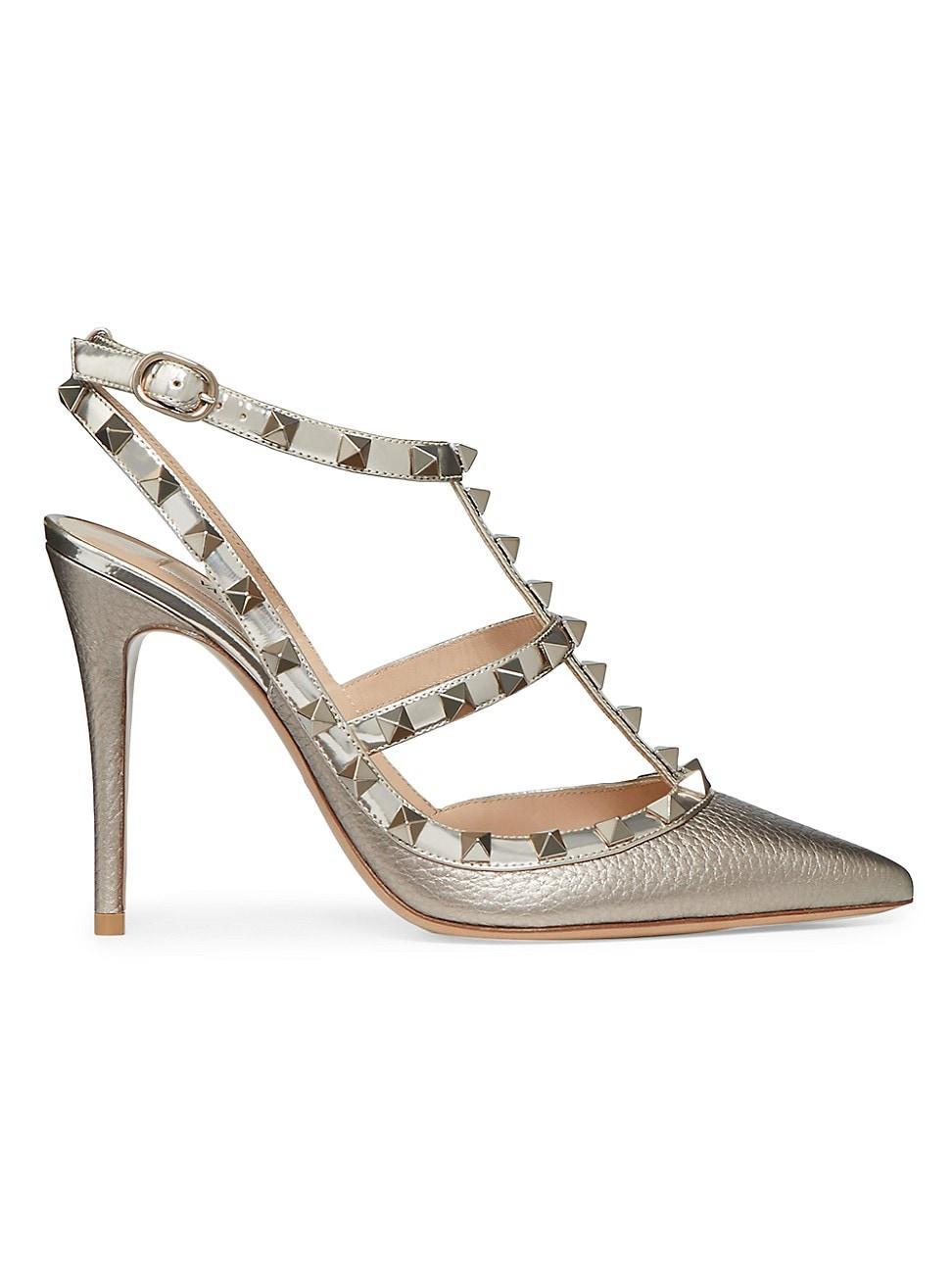 Womens Rockstud Mirror-Effect Pumps With Matching Straps And Studs Product Image