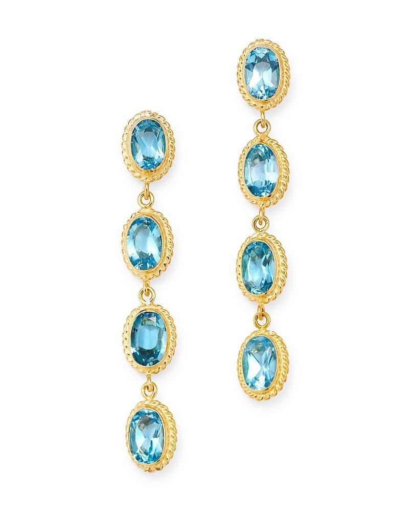 Saks Fifth Avenue Made in Italy Saks Fifth Avenue Women's 14K Gold & Blue Topaz Oval Drop Earrings  - female - Size: one-size Product Image