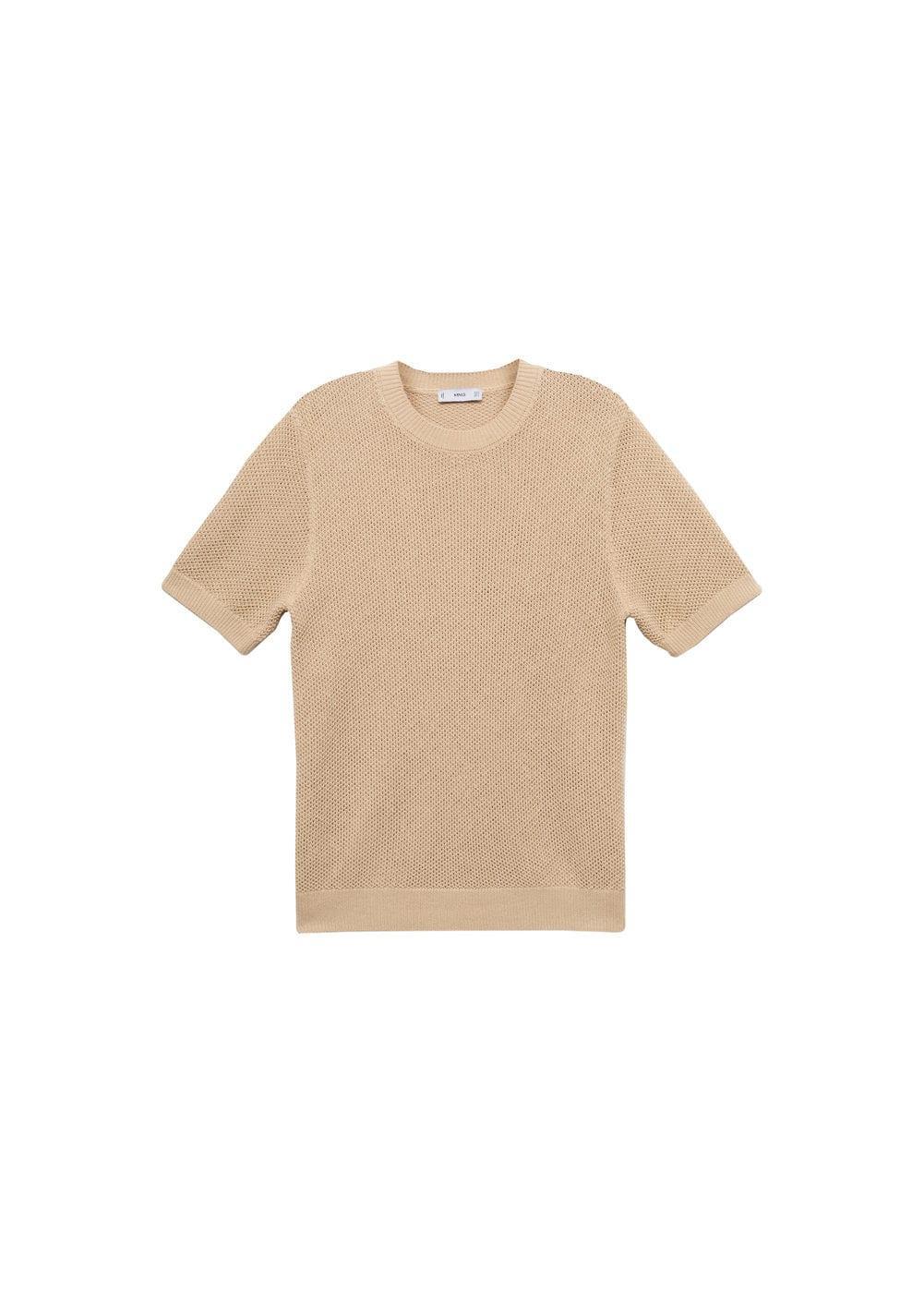 MANGO MAN - Structured cotton knit t-shirt beigeMen Product Image