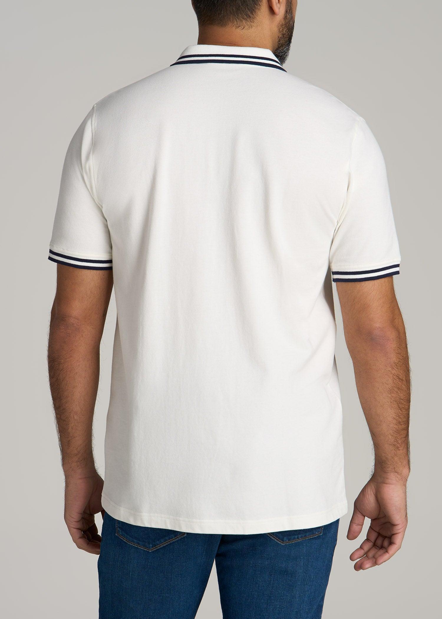 Contrast Tipped Polo Men's in Ecru Male Product Image