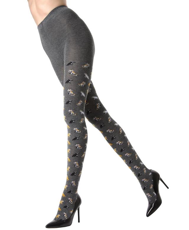 MeMoi Womens Pretty Kitties Reinforced Toe Sweater Tights Product Image