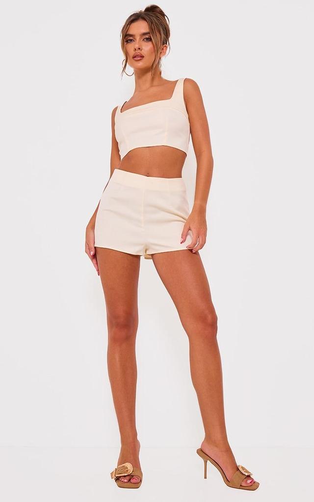 Cream Tailored Woven High Waisted Shorts Product Image