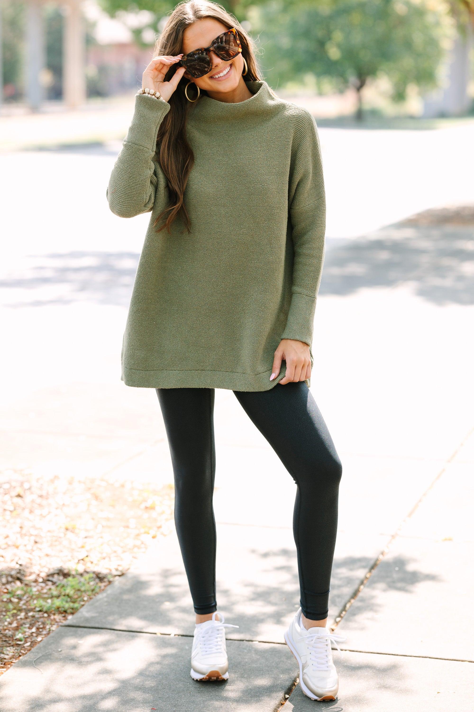 The Slouchy Olive Mock Neck Tunic Female Product Image