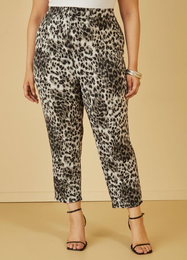 Plus Size Cropped Animal Slim Leg Pants Ashley Stewart Product Image