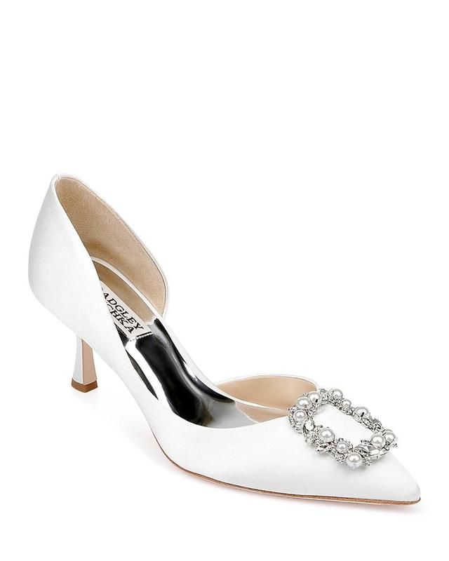 Fabia Embellished Buckle Satin Pumps Product Image