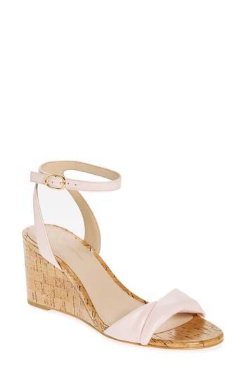 Everly 75 Leather Wedge Sandal In White Product Image