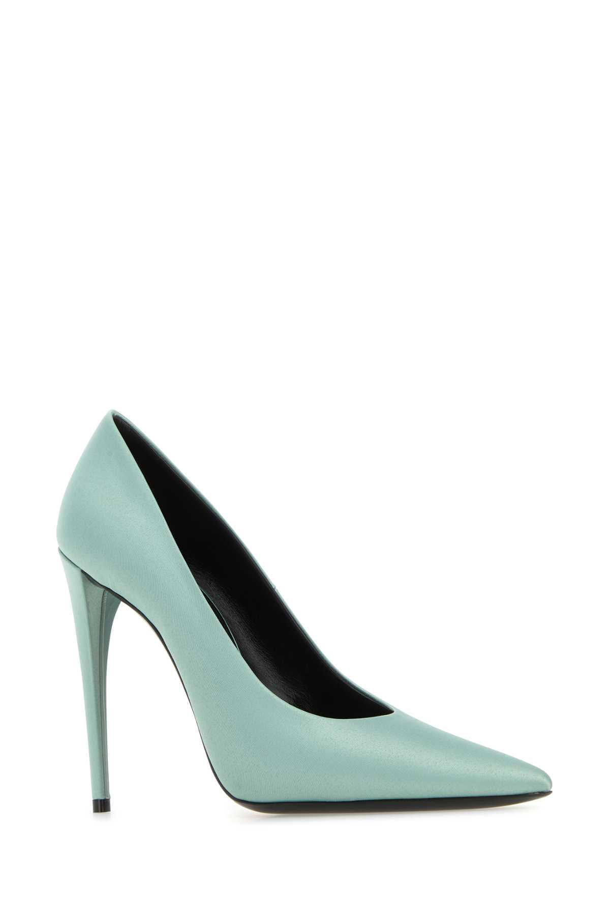 Sea Green Satin Monceau Pumps In Blue Product Image