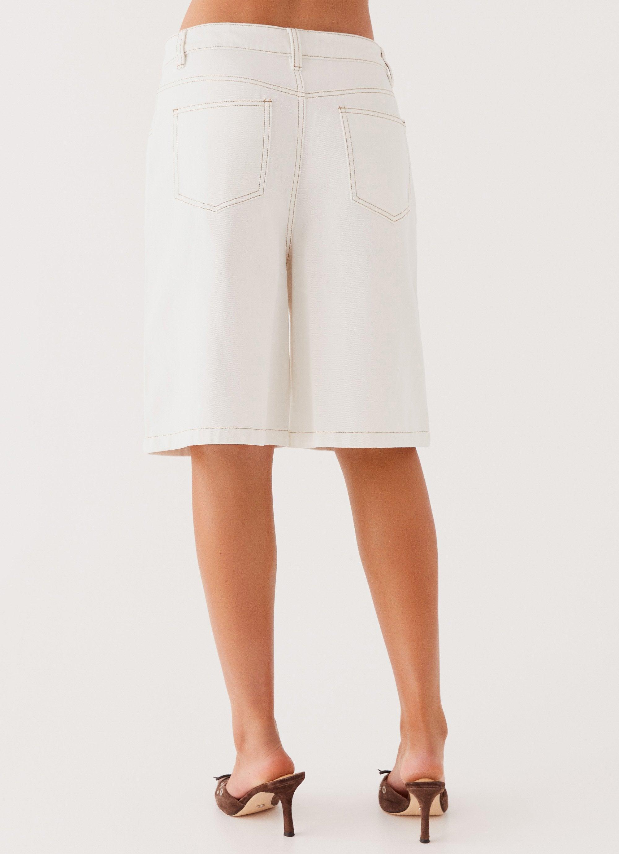 Lottie Low Rise Jorts - White Product Image