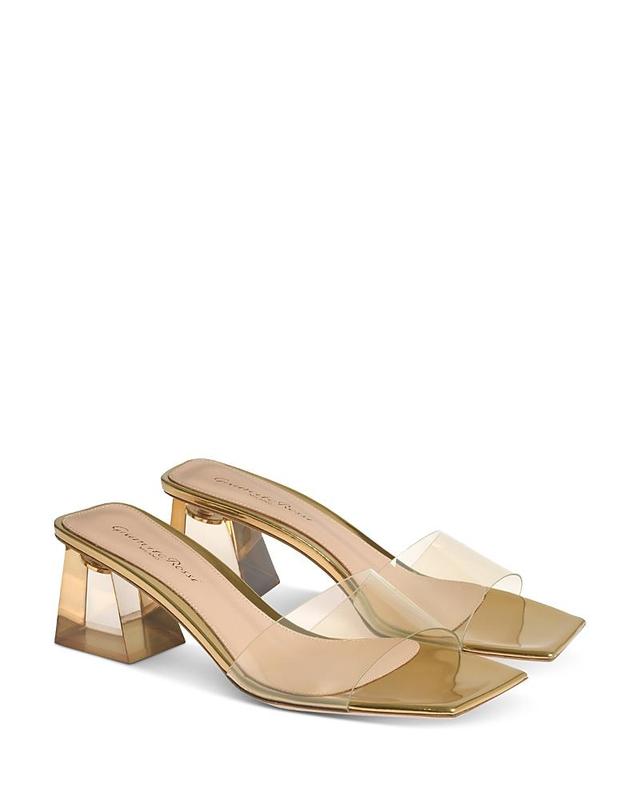 Gianvito Rossi Womens Cosmic Square Toe Transparent Block Heel Sandals Product Image