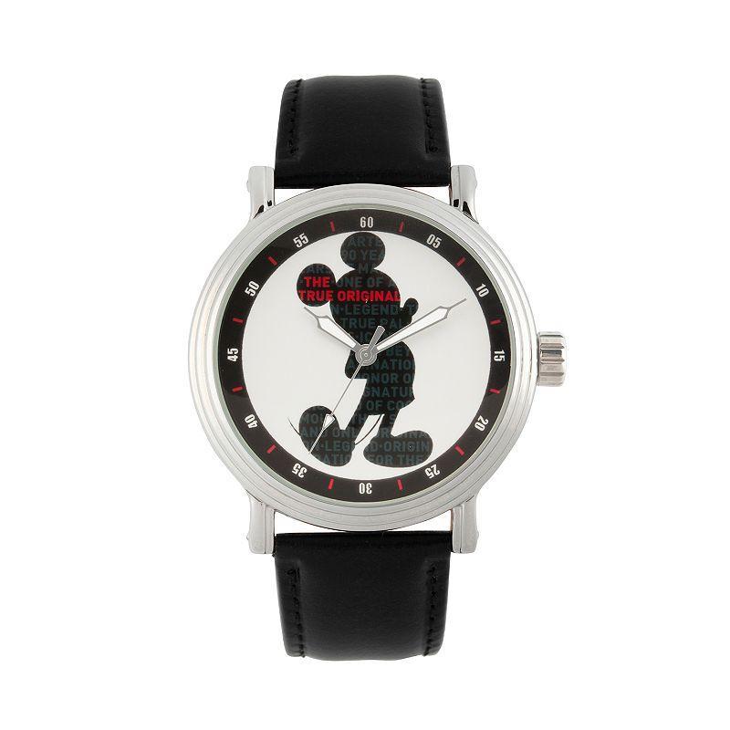 Disneys Mickey Mouse Mens Silver Vintage Alloy Watch Black Product Image