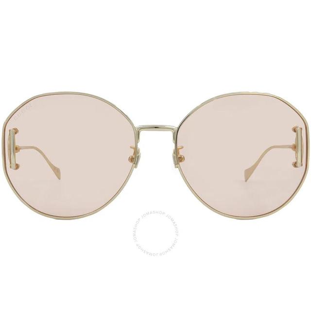 Pink Round Ladies Sunglasses Gg1206sa 004 63 In Gold / Ink / Pink Product Image