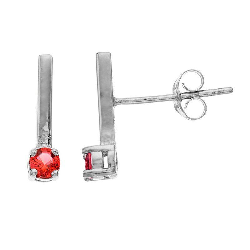 Aleure Precioso Sterling Silver Lab-Created Gemstone Bar Stud Earrings, Womens, Red Product Image