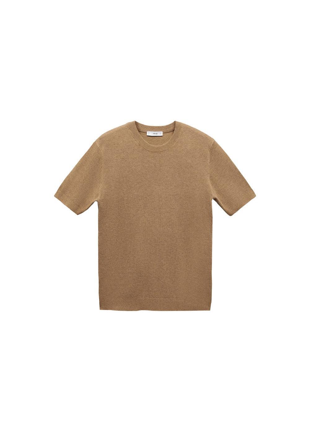 MANGO MAN - Structured cotton knit t-shirt medium brownMen Product Image