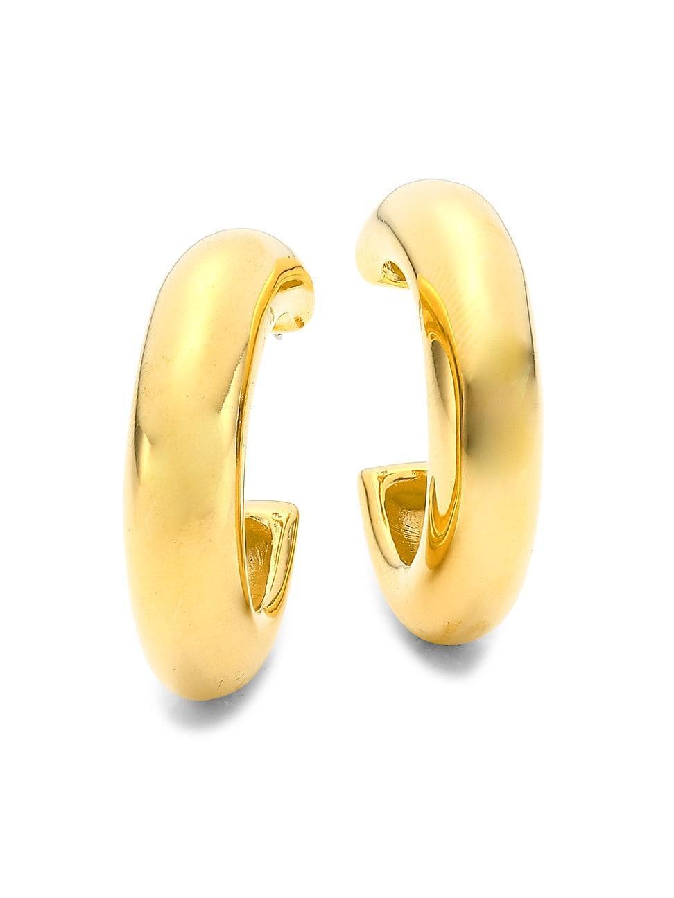 Womens 22K Goldplated Thick Hoop Earrings Product Image