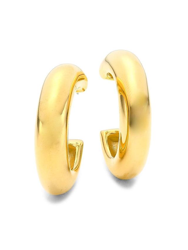 Womens 22K-Gold-Plated Hoop Earrings Product Image