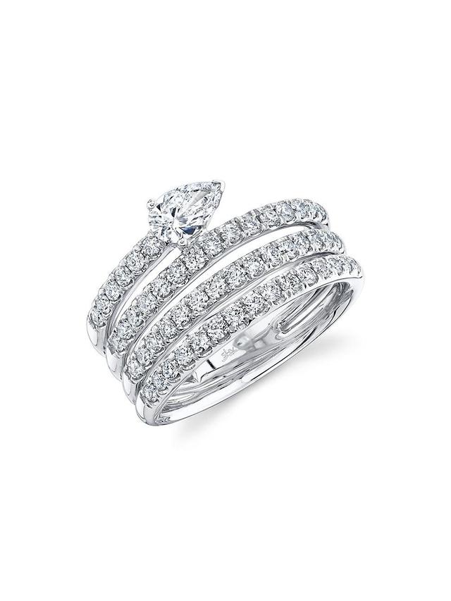 Womens 14K White Gold & 1.28 TCW Diamond Wrap Ring Product Image