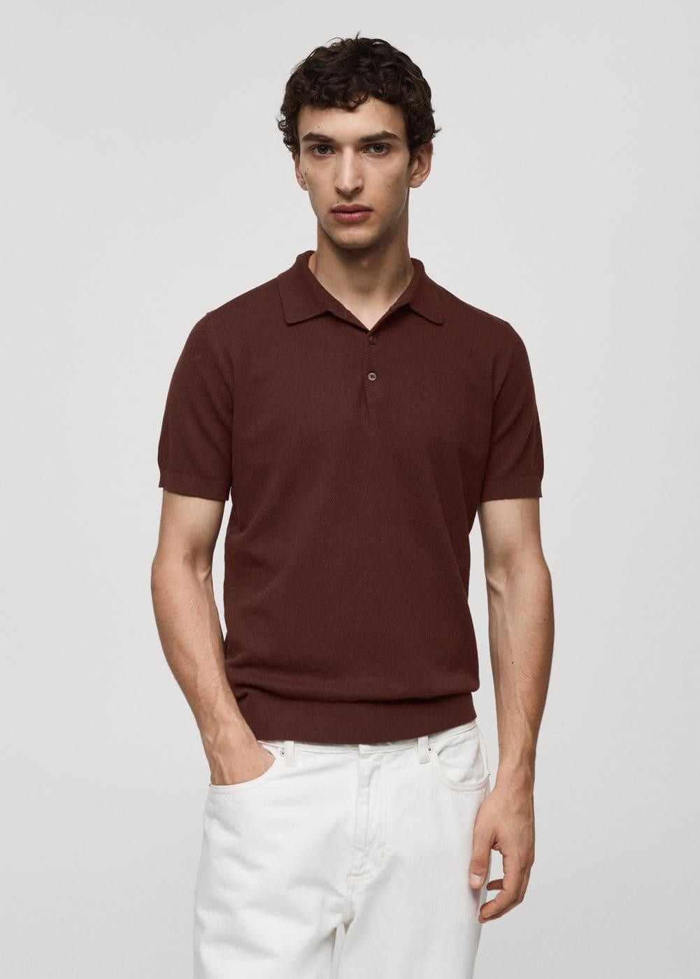 MANGO MAN - Short-sleeve knitted polo shirt burgundyMen Product Image