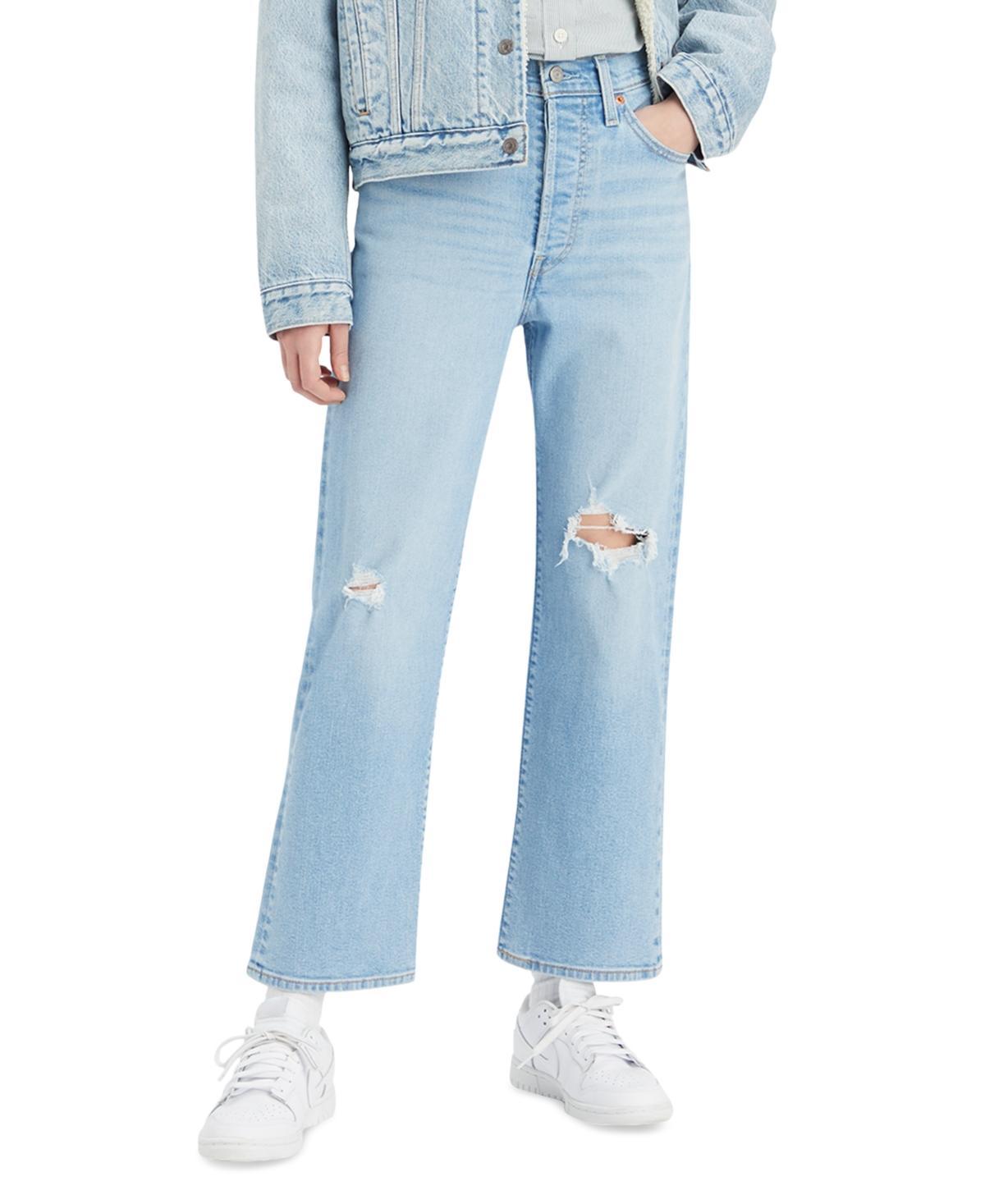 Levis Ribcage High Rise Distressed Ankle Straight Jeans Product Image