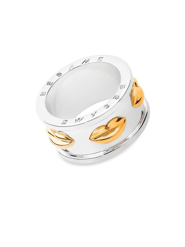 Womens Besame Sterling Silver & 23K Gold Vermeil Lips Ring Product Image