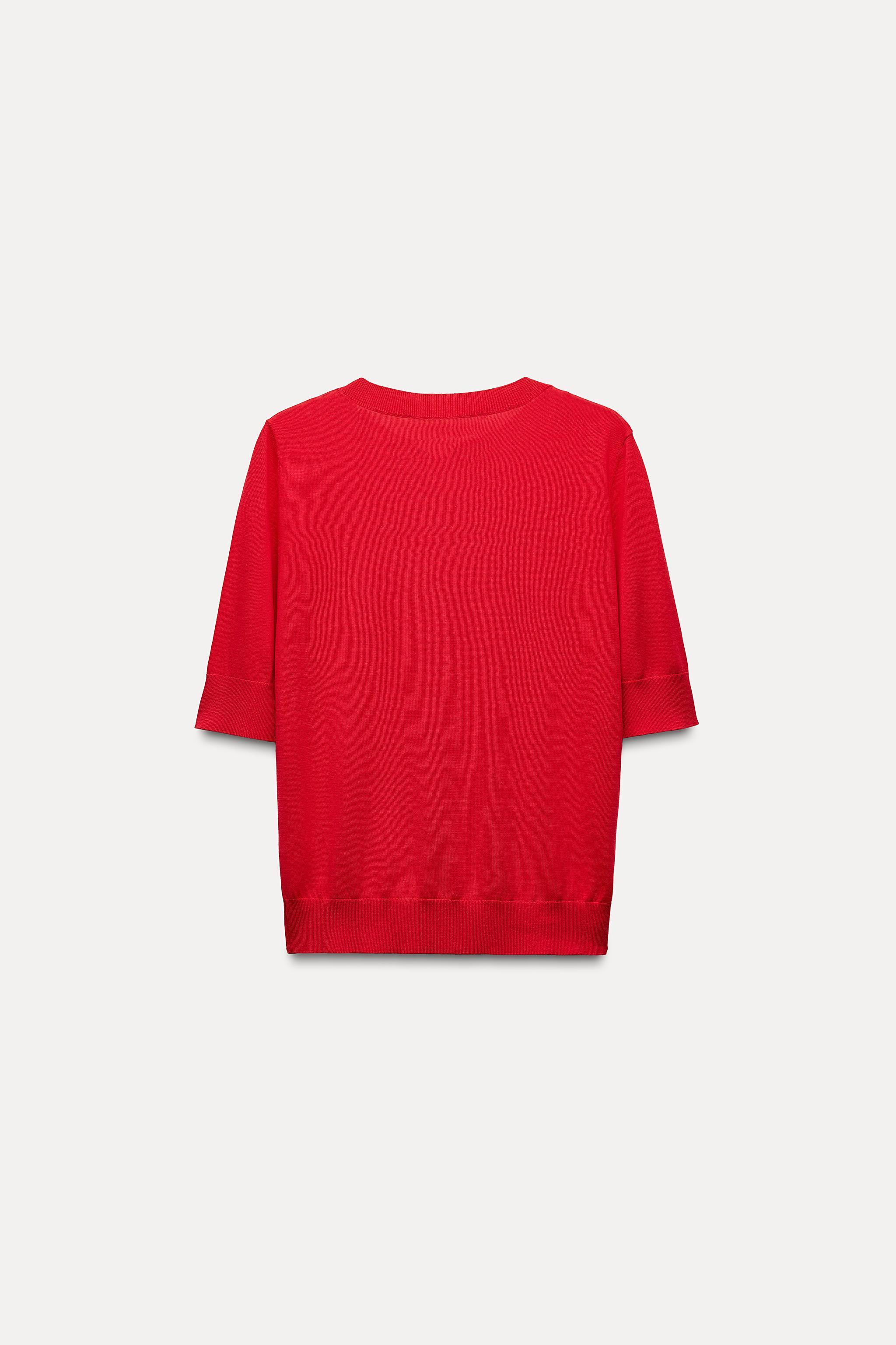 PLAIN KNIT BASIC SHORT SLEEVE TOP Product Image