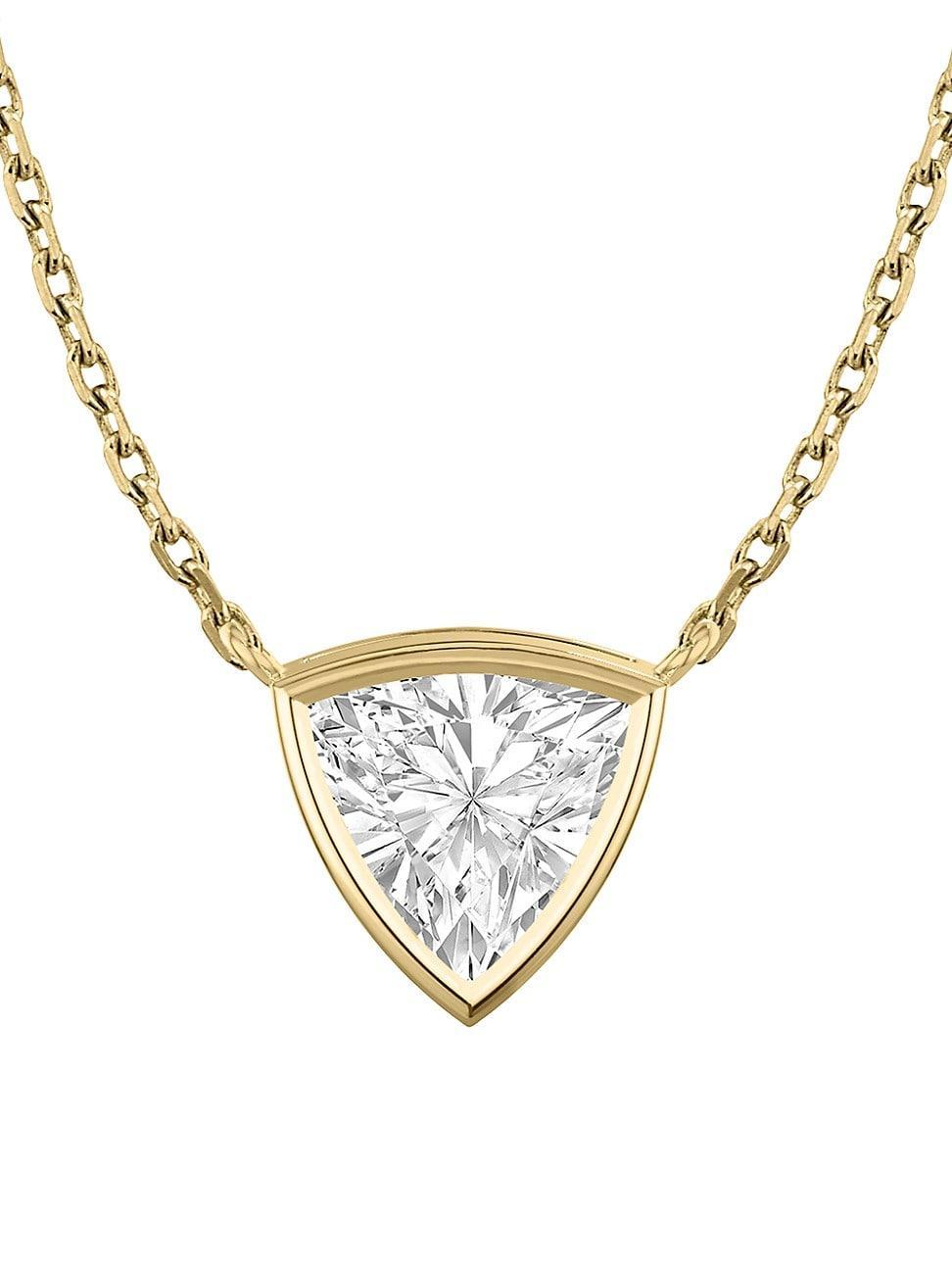 Womens Bezel Essentials 14K Gold & Lab-Grown Diamond Trillion Solitaire Necklace - Yellow Gold Product Image