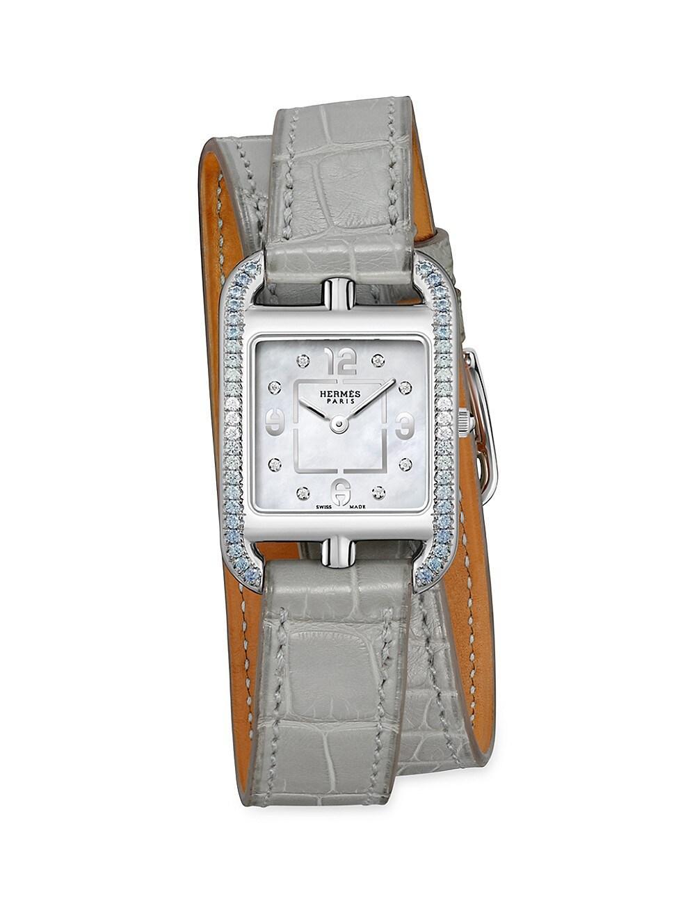 Womens Cape Cod Stainless Steel, Sapphire, Diamond, & Alligator Leather Wrap Watch Product Image