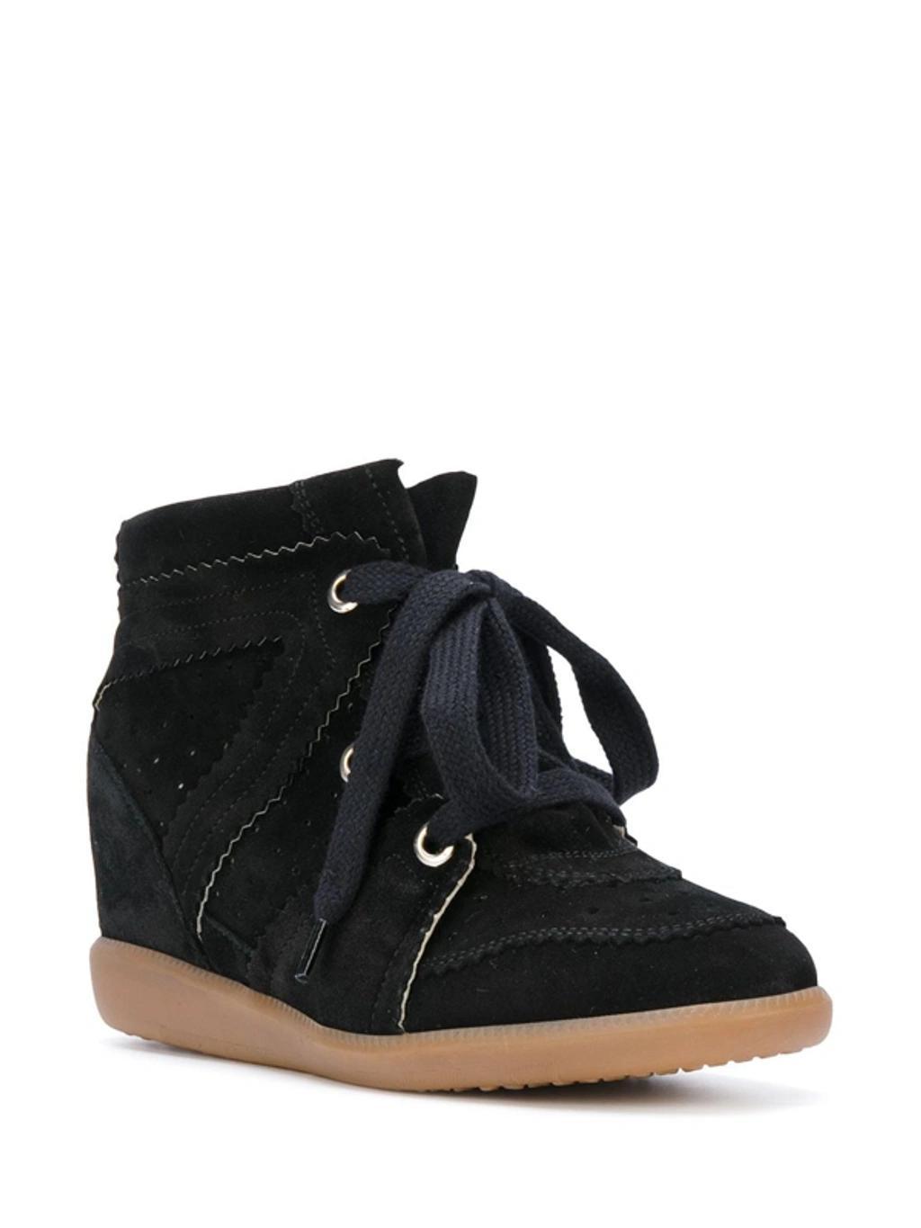 Bobby Suede Wedge Sneakers In Black Product Image