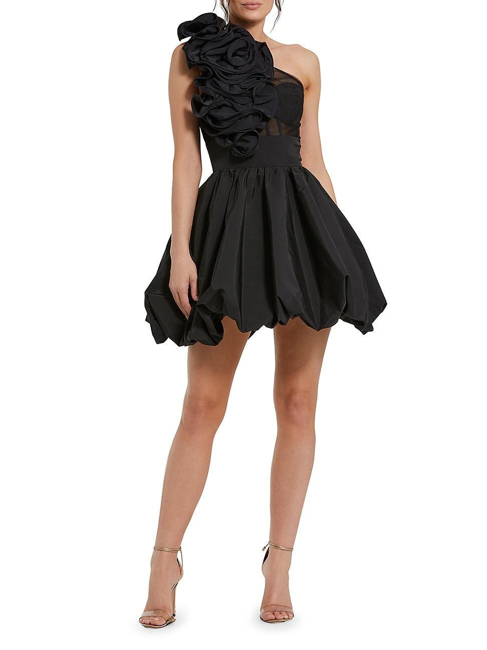 Womens Taffeta Ruffled Bubble-Hem Minidress Product Image