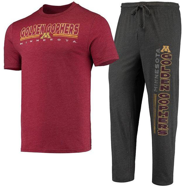 Mens Concepts Sport Heathered Charcoal/Maroon Minnesota Golden Gophers Meter T-Shirt & Pants Sleep Set Product Image