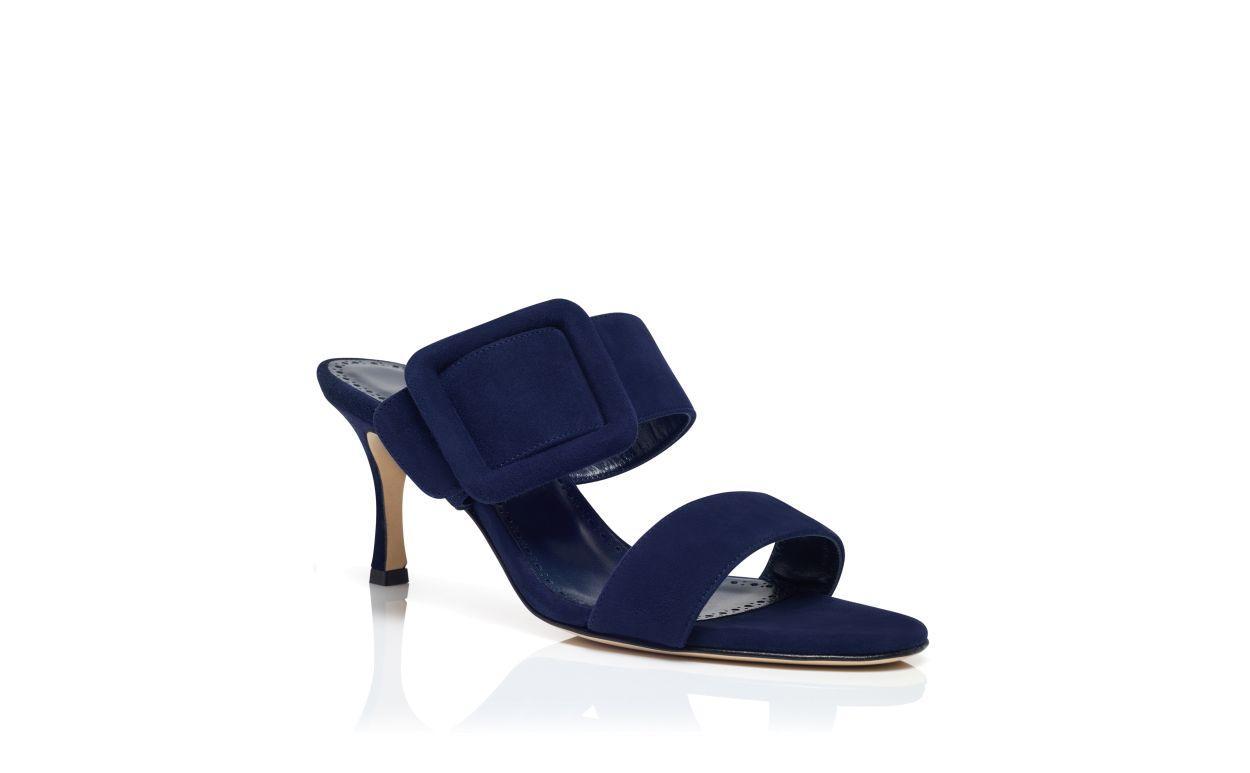 GABLE Navy Blue Suede Open Toe Mules Product Image