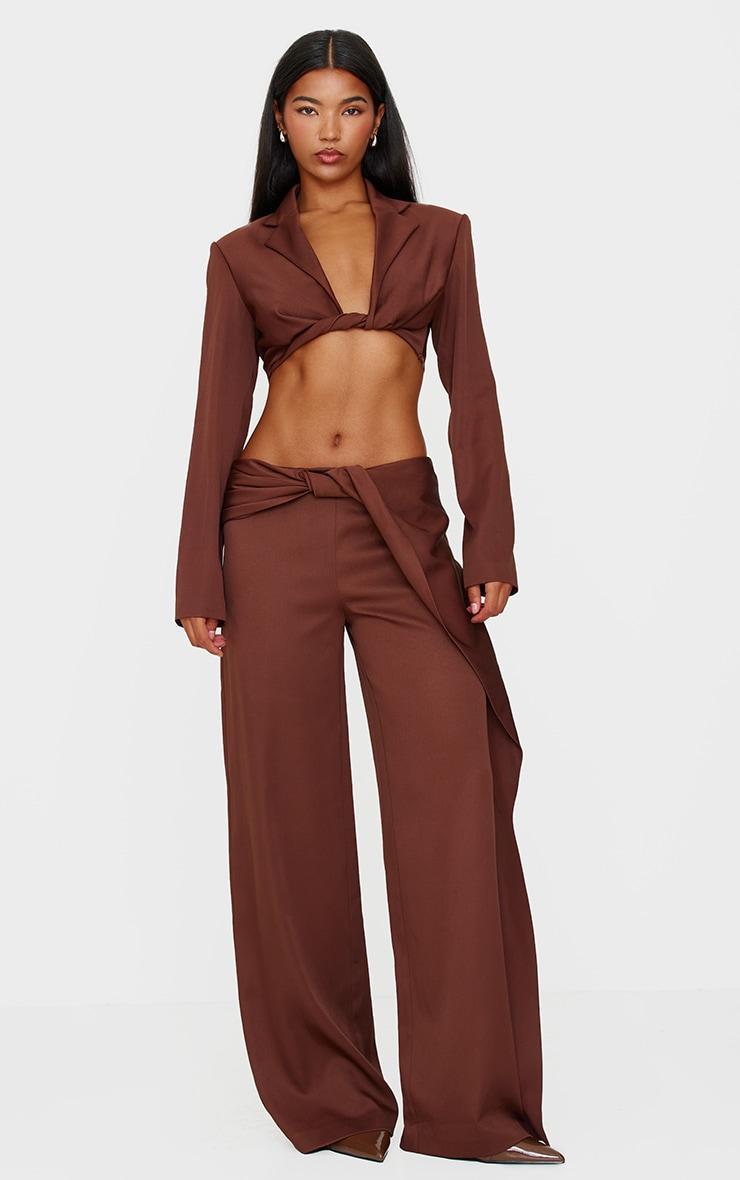 Chocolate Brown Twist Detail Pants Product Image