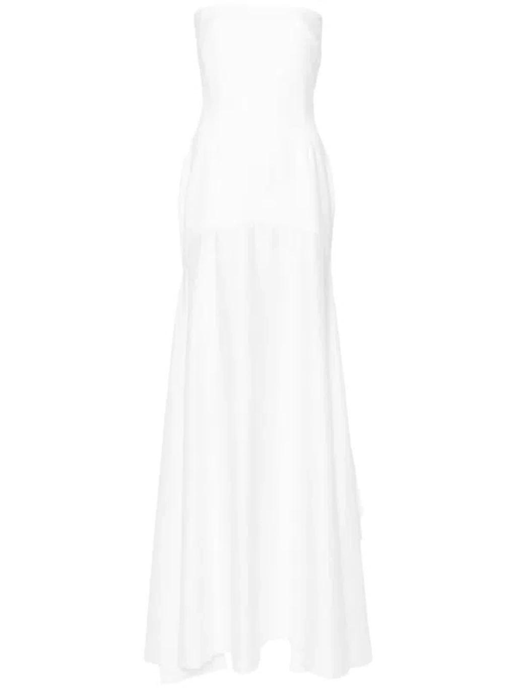 Alessandra Draped Strapless Gown In White Product Image