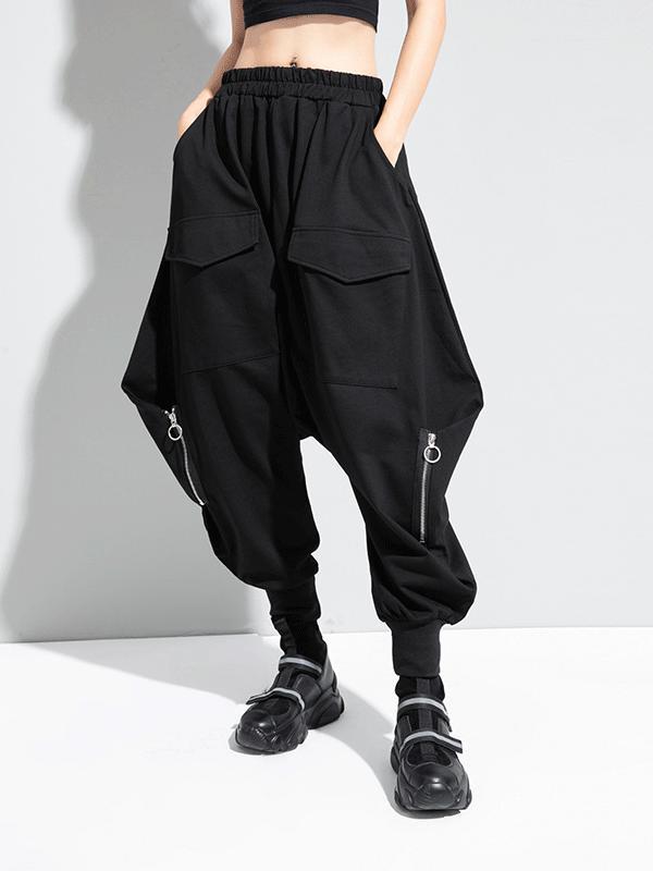  Zipper Original Simple Loose Solid Harem Pants Product Image