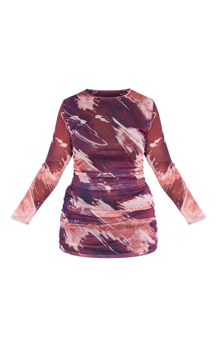 Plus Multi Print Ruched Detail Bodycon Dress Product Image