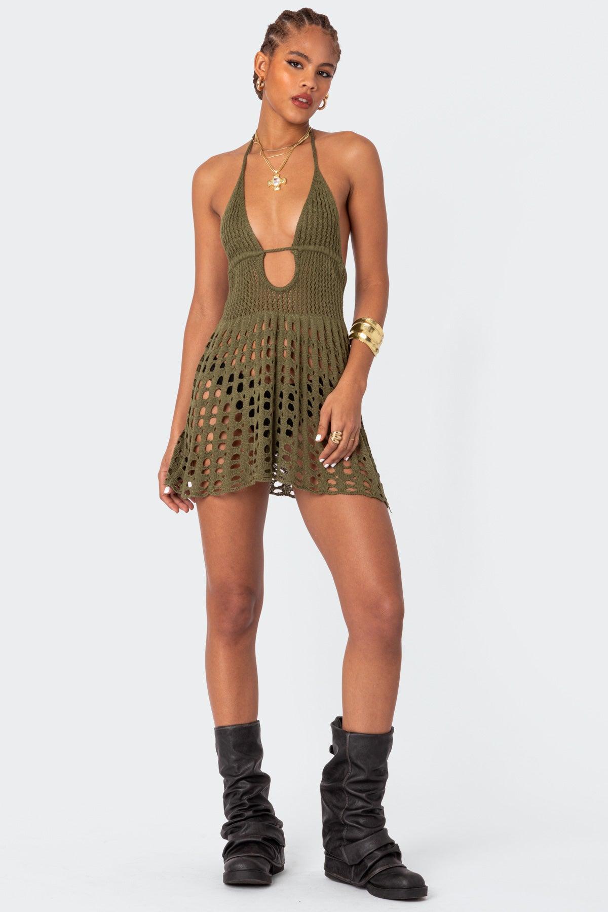 Austin Open Back Crochet Mini Dress Product Image