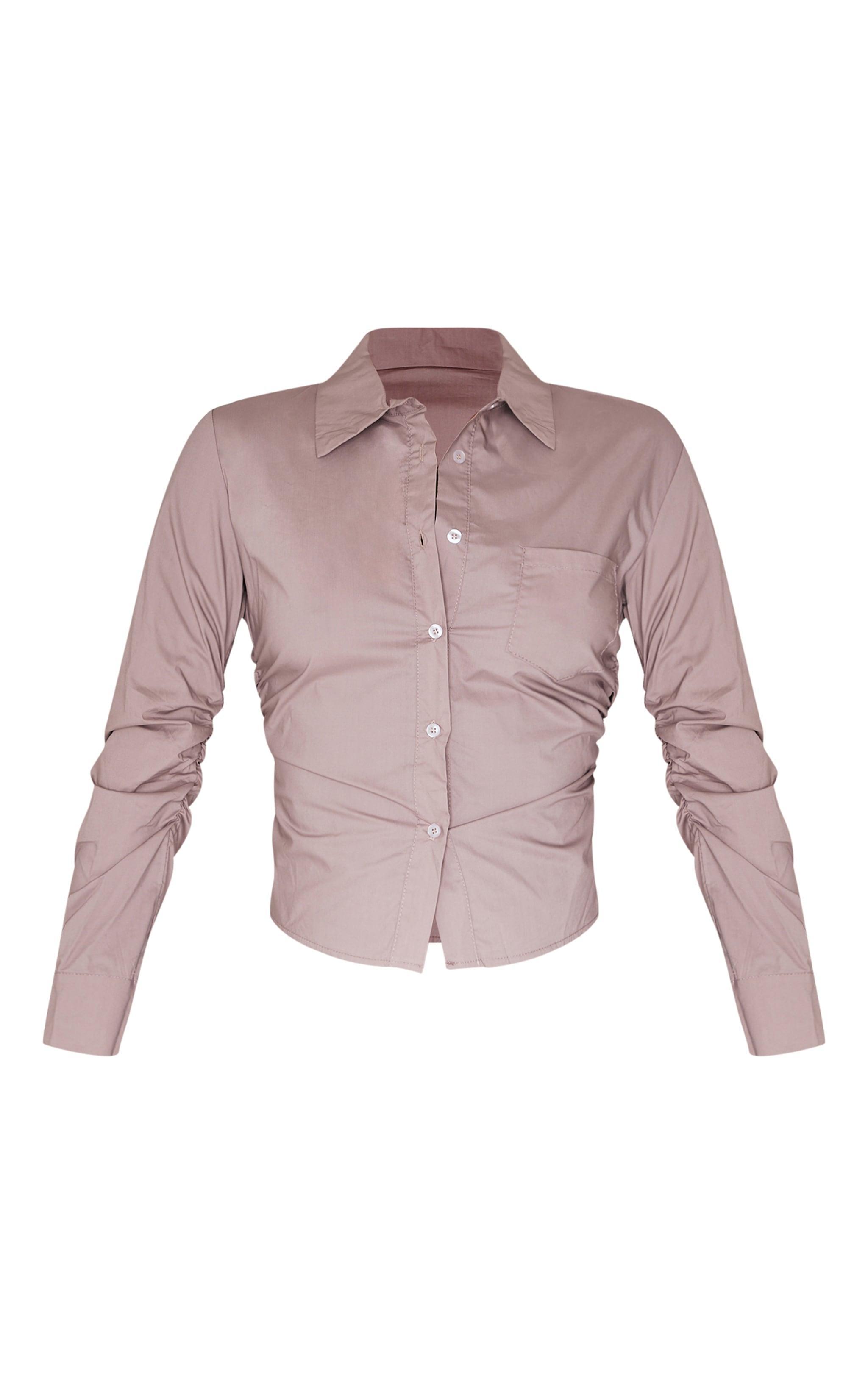 Mocha Ruched Side Shirt Product Image