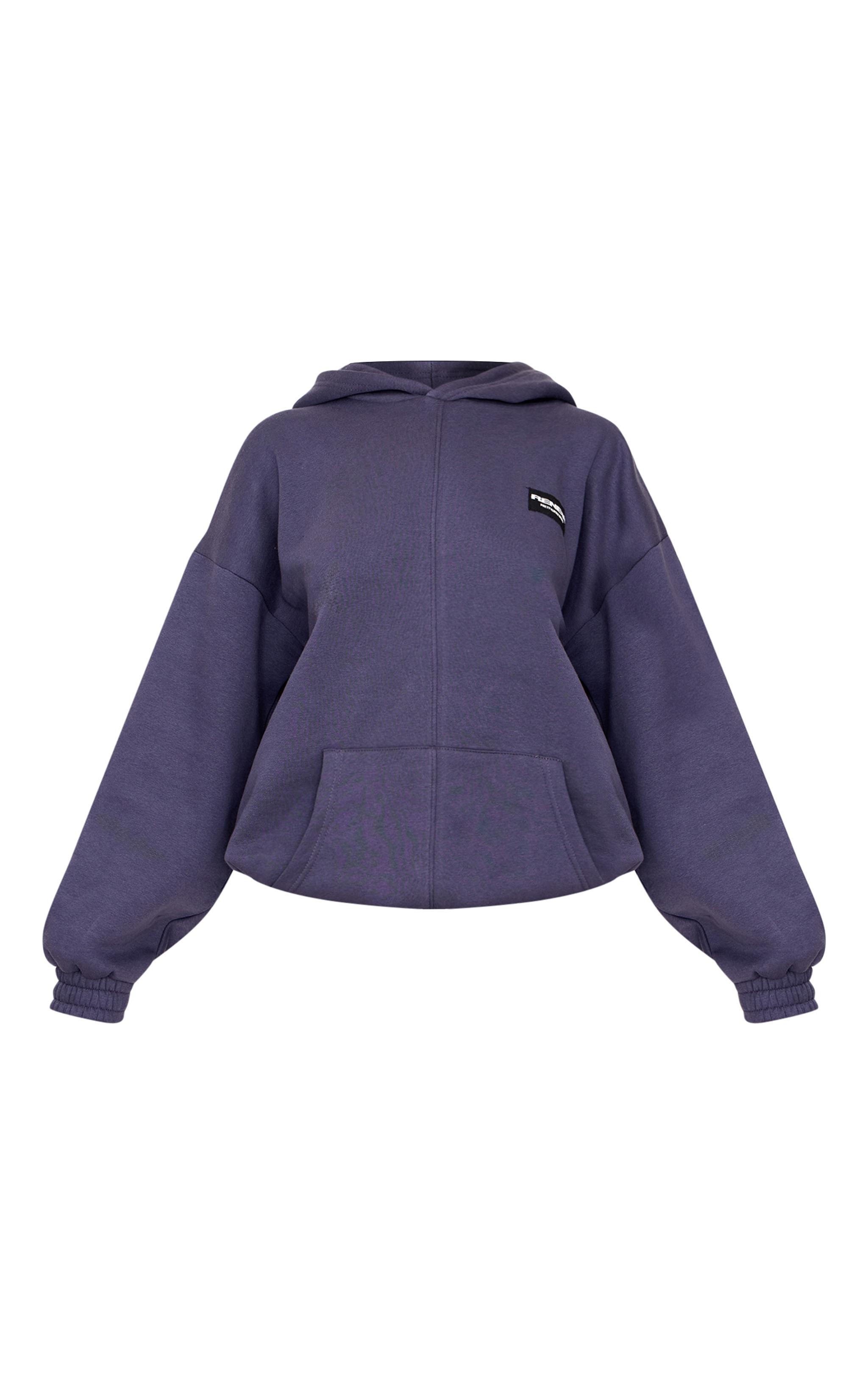 PRETTYLITTLETHING Navy Badge Detail Oversize Hoodie Product Image