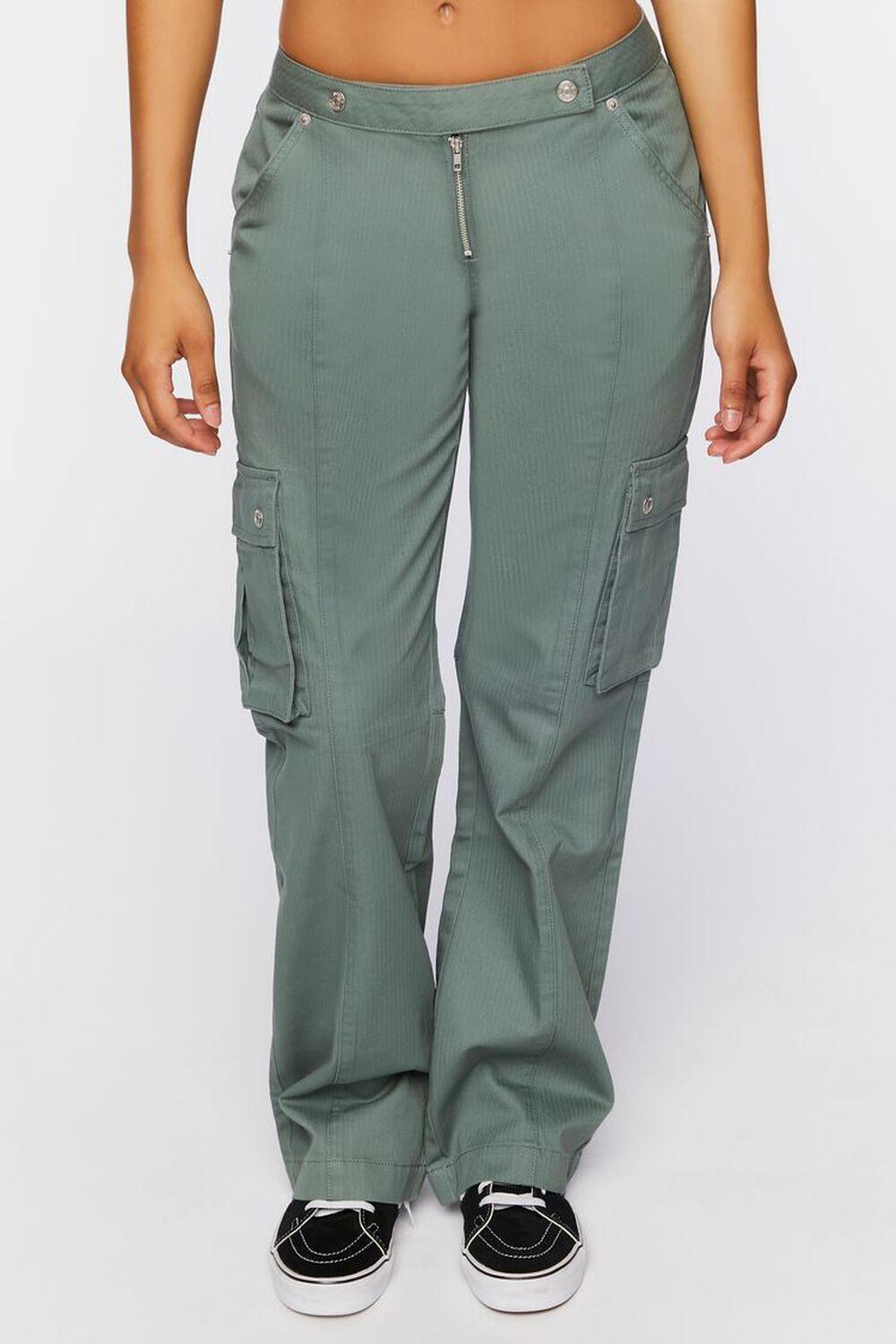 Twill Low-Waist Cargo Pants | Forever 21 Product Image