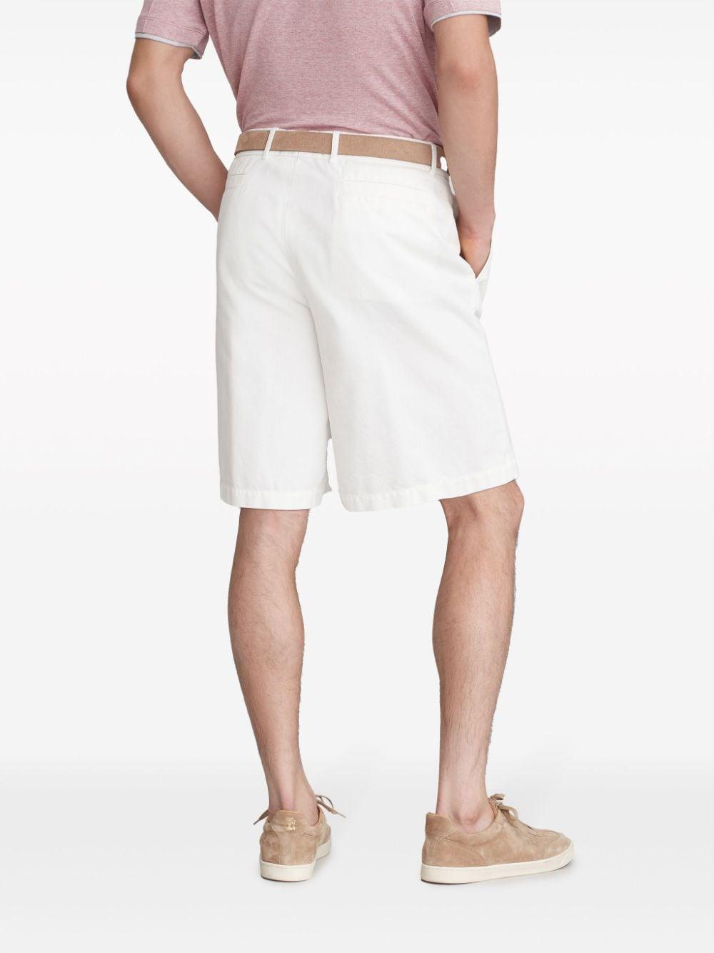 Knee-length Twill Bermuda Shorts In White Product Image