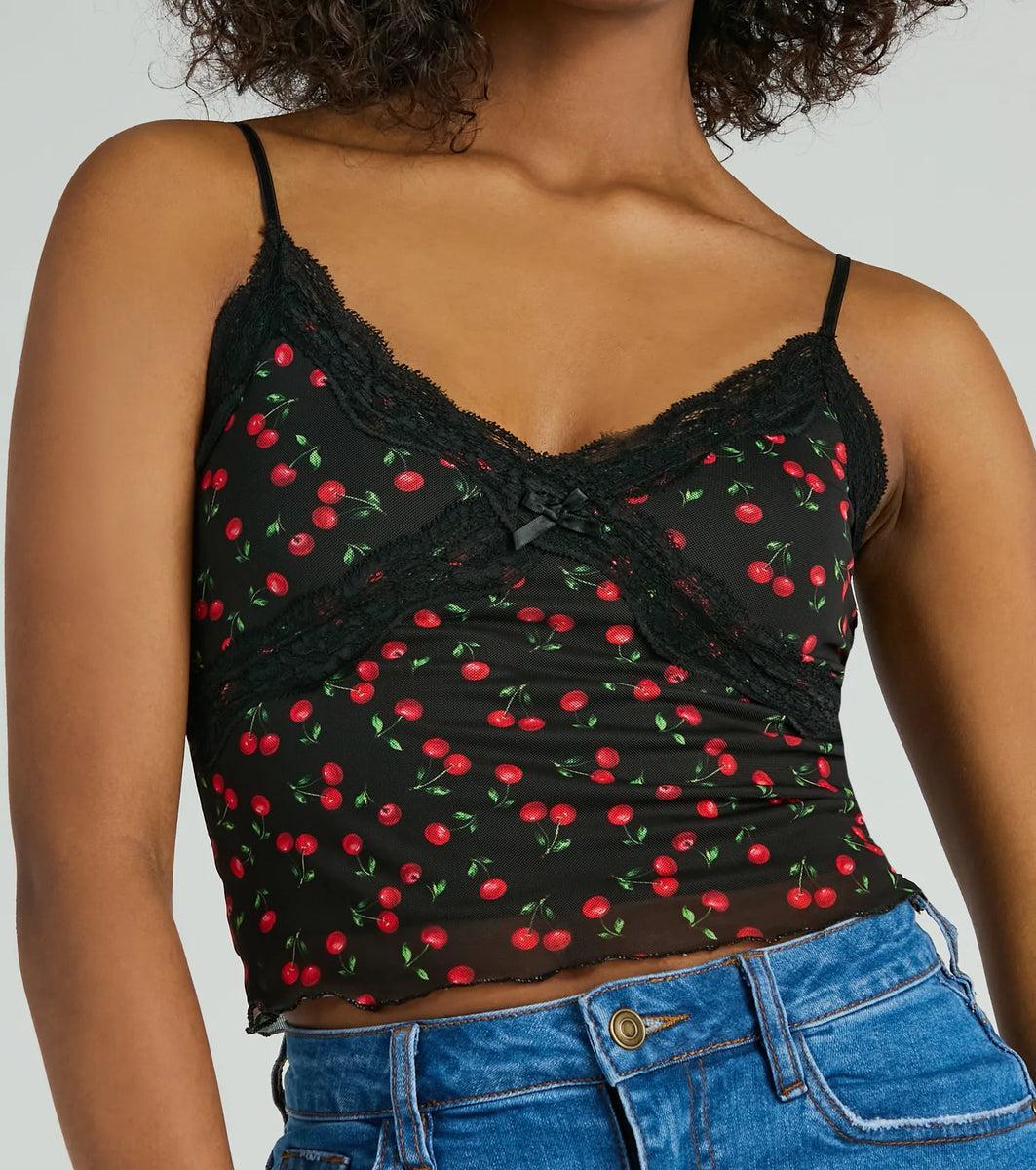 Taste Of Cherry Lace Cami Tank Top Product Image