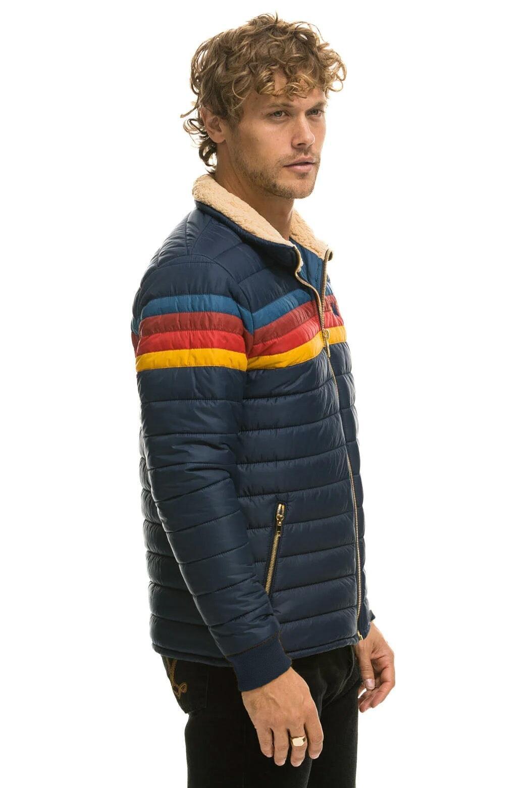 4 STRIPE RAINBOW SLEEVE JACKET - NAVY Male Product Image