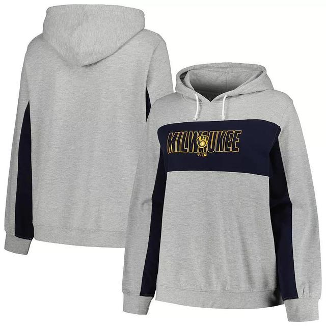 Womens Profile Heather Gray Milwaukee Brewers Plus Size Pullover Jersey Hoodie Product Image