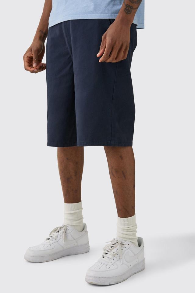 Tall Fixed Waist Navy Relaxed Fit Shorts | boohooMAN USA Product Image